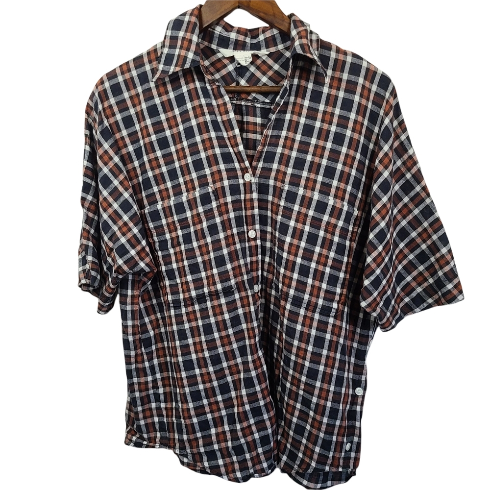 Basic House Plaid Oversized Button Down XS